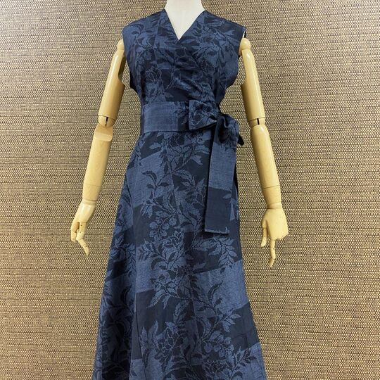大島紬からのカシュクールワンピース