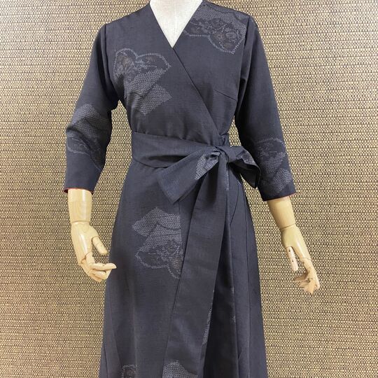 紬カシュクールワンピース
