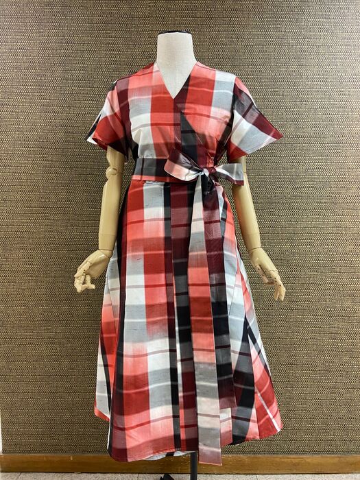 紬カシュクールワンピース