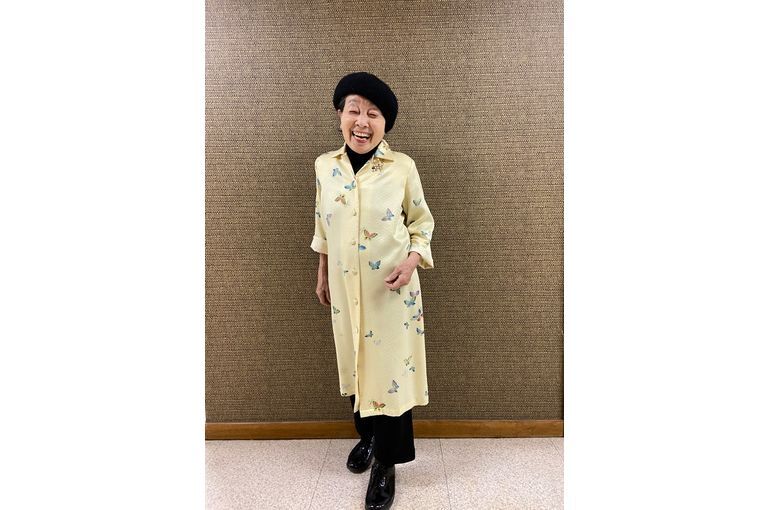 着物リメイクシャツワンピース