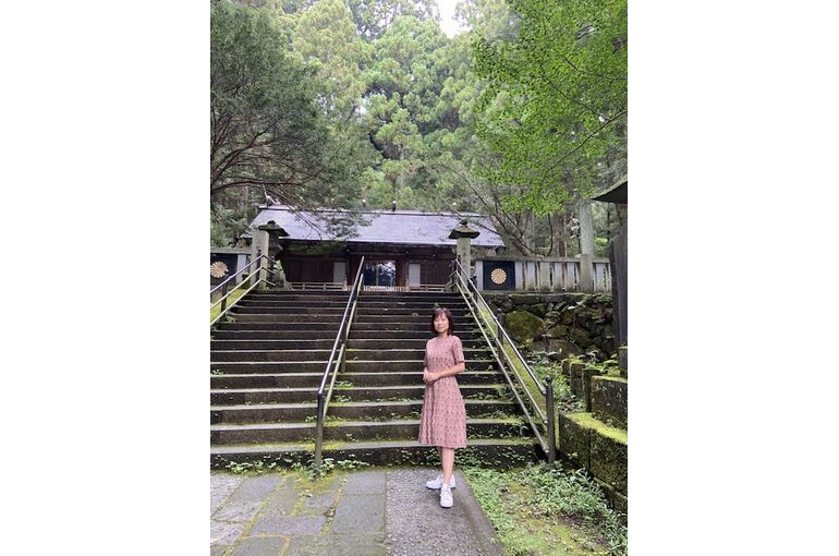赤城神社で着物ワンピース