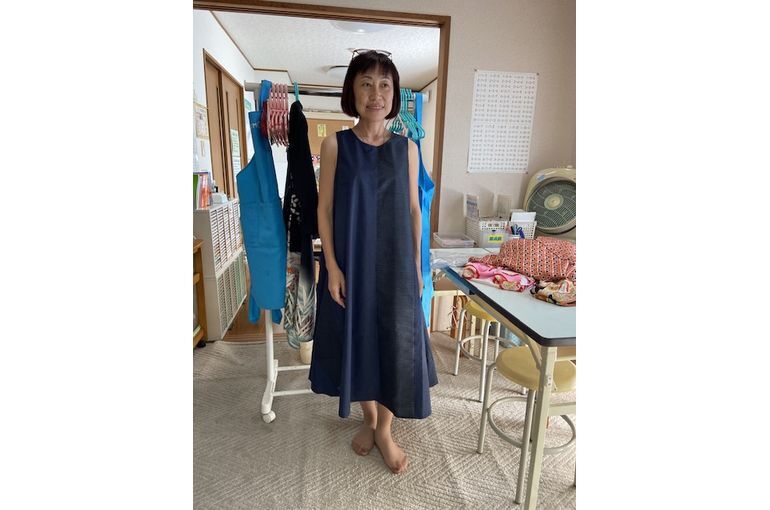 大島紬ワンピース