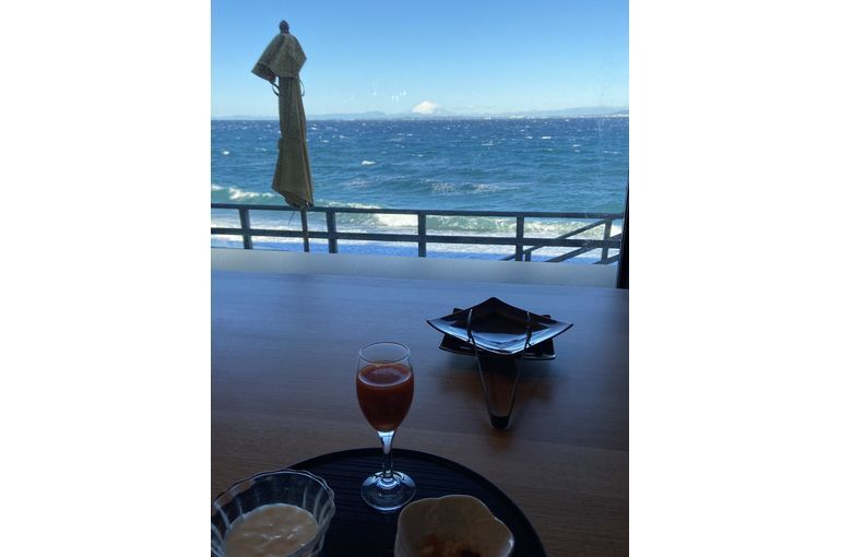 富士山見ながら朝食